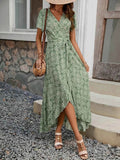 Printed Surplice Maxi Dress with Flutter Sleeves.