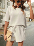 Waffle Knit Top and Shorts Set for Ultimate Comfort and Style - EBYNN