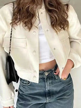 Plus Size Cropped Snap Down Jacket.