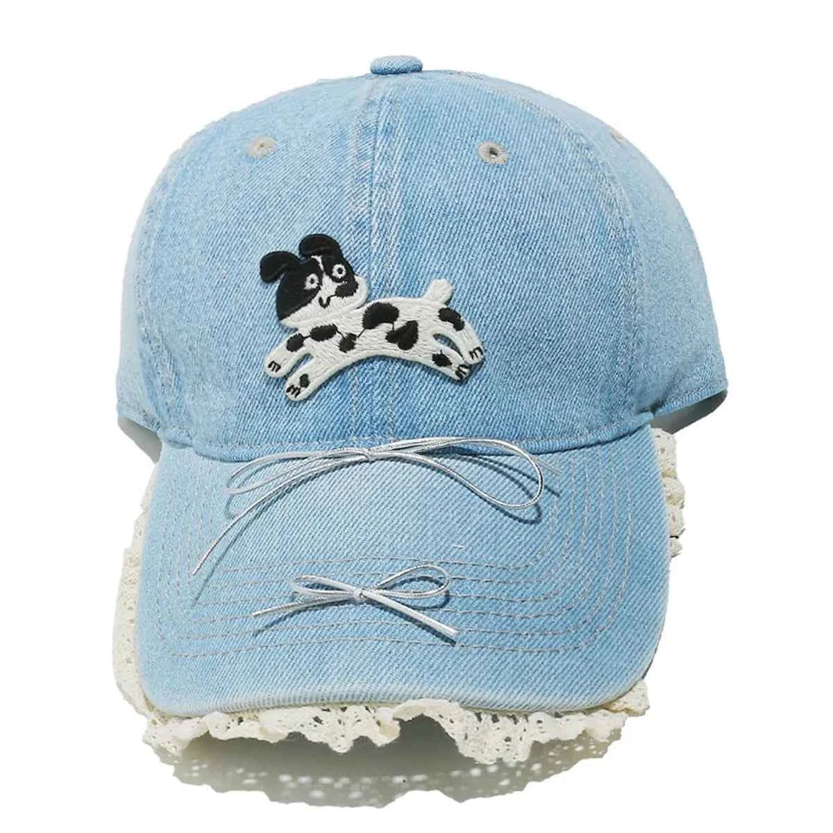 Adjustable Dog Bow Baseball Cap - 100% Cotton.