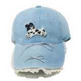 Adjustable Dog Bow Baseball Cap - 100% Cotton.