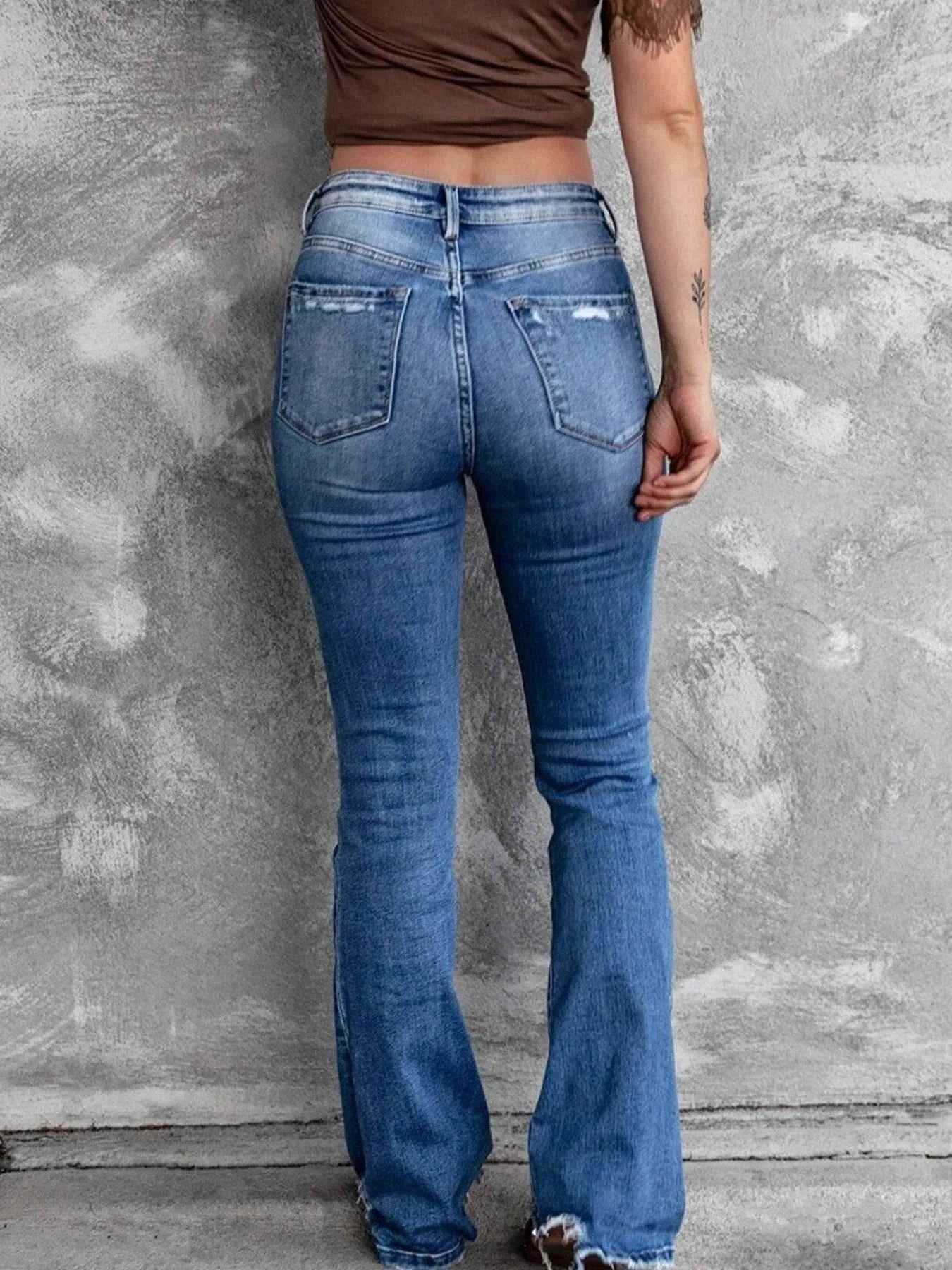 Distressed Flare Jeans for Women.