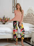 Round Neck Top & Printed Pants Lounge Set.