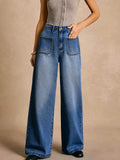 High-Waisted Wide-Leg Pocket Jeans.