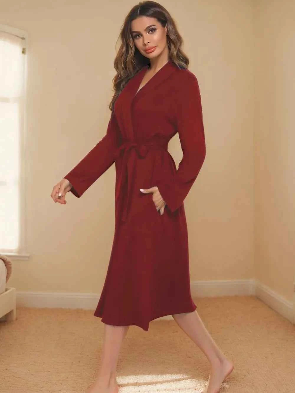 Tied Lounge Nightgown with Pockets.