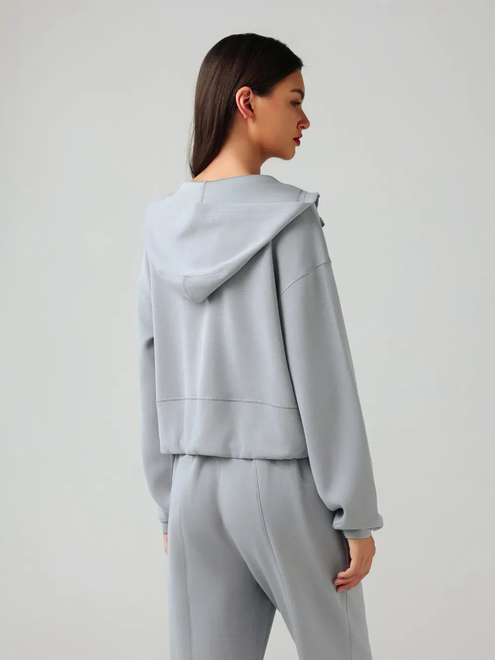 Millennia Zip Up Dropped Shoulder Active Hoodie.