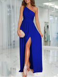 One-Shoulder High Slit Dress.