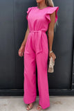 Round Neck Cap Sleeve Jumpsuit.