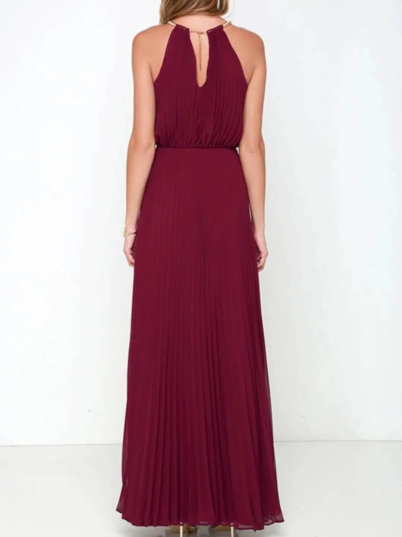 Pleated Sleeveless Maxi Tank Dress.