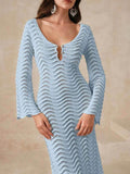 Wave Openwork Crochet Maxi Knit Dress.