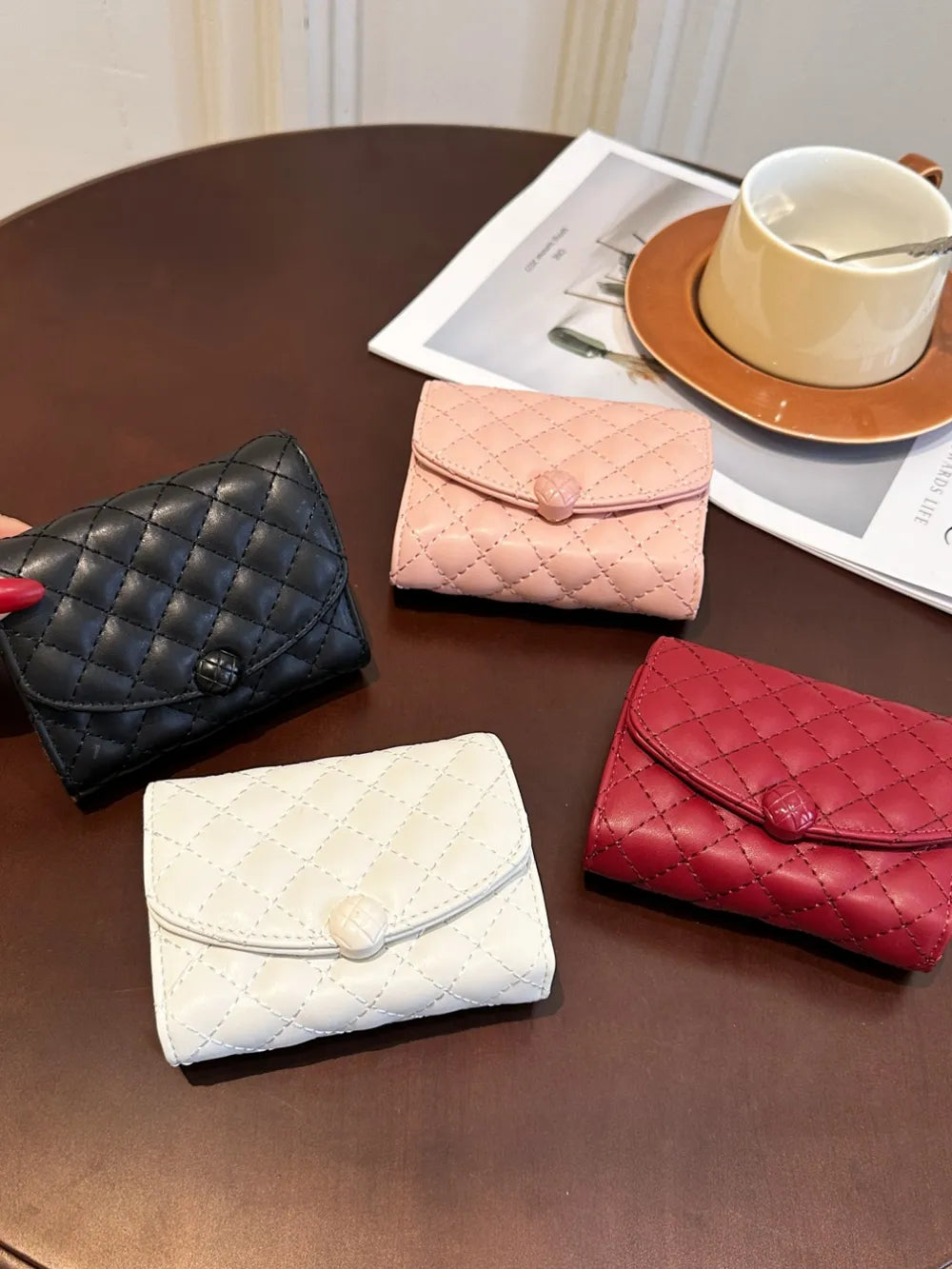 Mini PU Leather Solid Color Wallet.