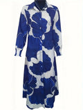 Printed Button Up Maxi Shirt Dress.