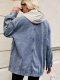 Oversized Button Up Denim Jacket with Hood.