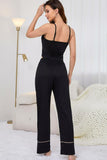 Contrast Trim Cropped Cami and Pants Loungewear Set.