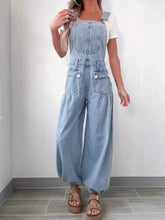 Wide Leg Denim Overalls.