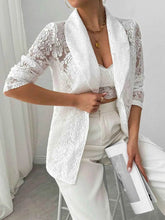 Lace Lapel Collar Long Sleeve Blazer.