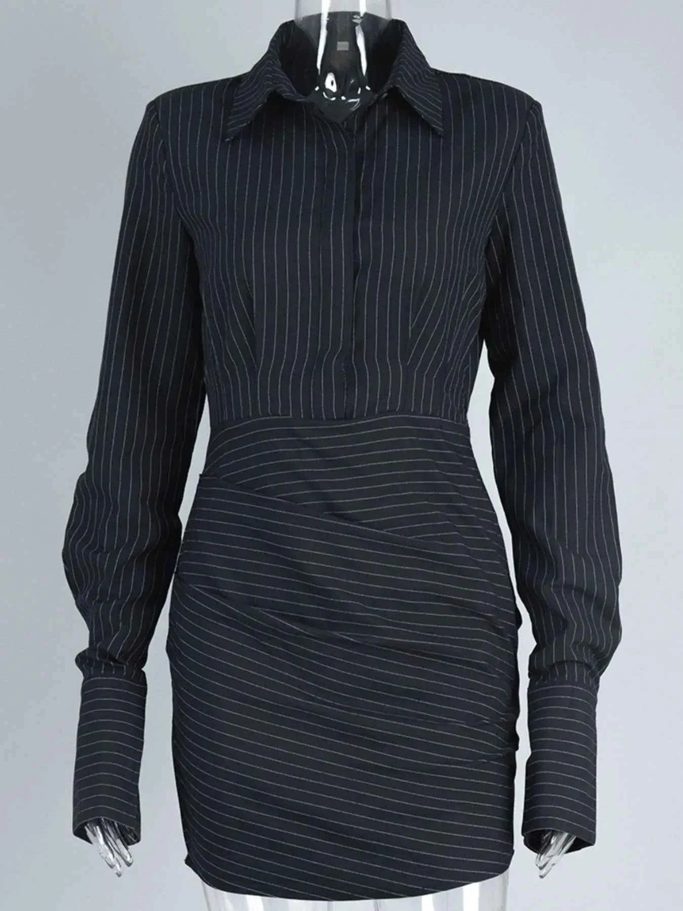 Striped Long Sleeve Shirt Dress.
