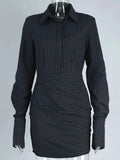 Striped Long Sleeve Shirt Dress.