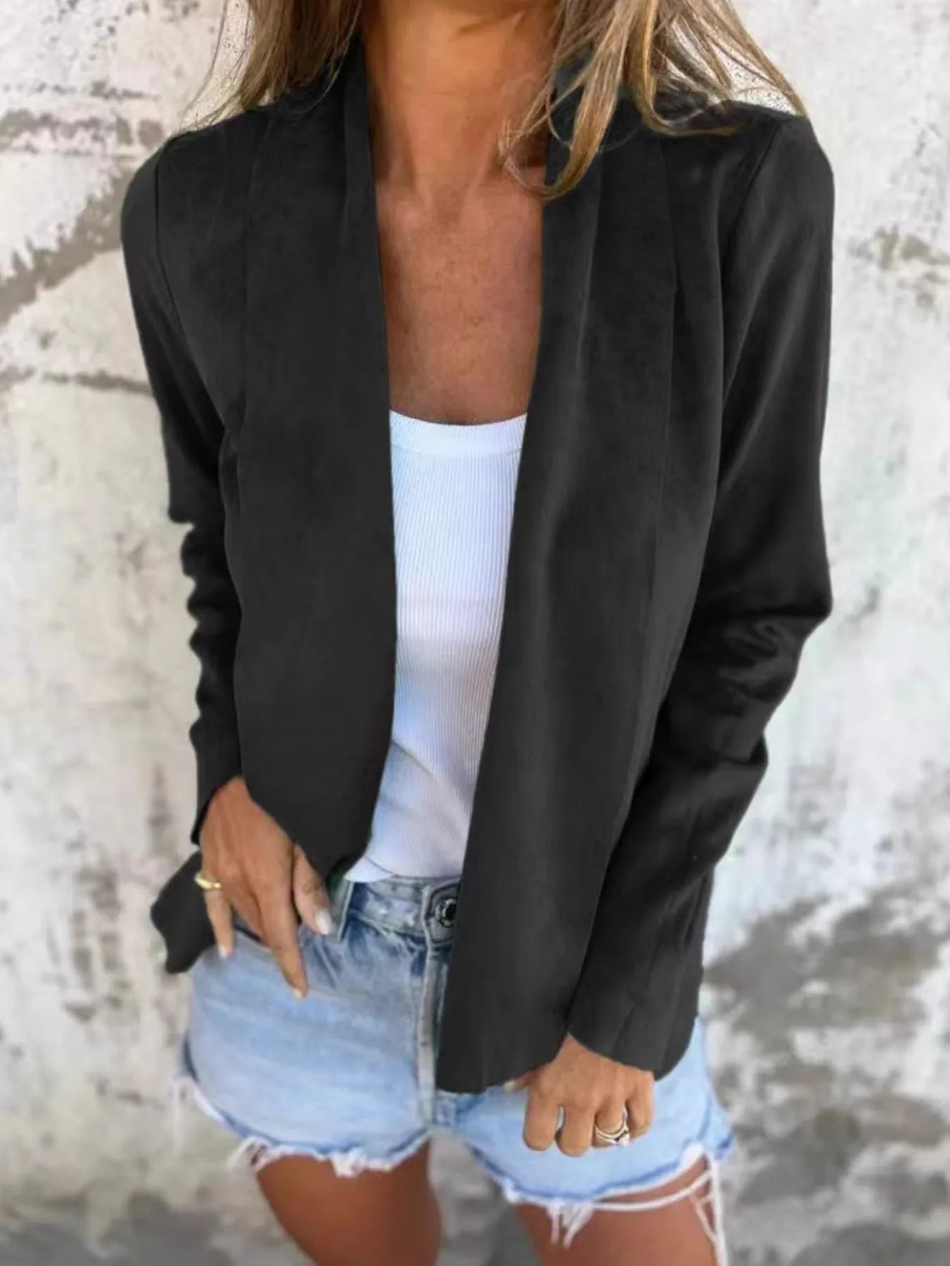 Plus Size Open Front Casual Cardigan.