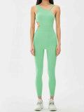 Cutout Asymmetrical Neck Active Jumpsuit.