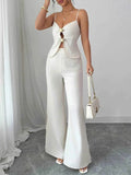 Cutout Back Zipper Cami & Wide Leg Pants Set - EBYNN