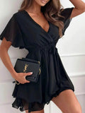 Surplice Flutter Sleeve Mini Dress.