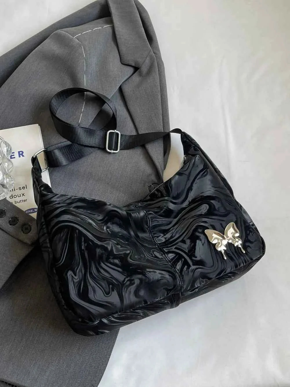 PU Leather Adjustable Strap Shoulder Bag.