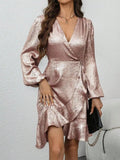 Surplice Long Sleeve Mini Dress.
