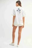 MABLE Embroidered Button Down Shirt & Shorts Set - EBYNN
