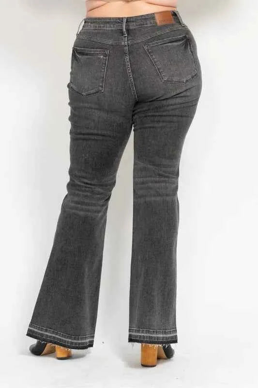 Judy Blue Plus Size Mid Rise Tummy Control Flare Jeans - Gray.