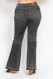 Judy Blue Plus Size Mid Rise Tummy Control Flare Jeans - Gray.