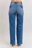 Judy Blue Plus Size High Waist Contrast Thread Straight Jeans.