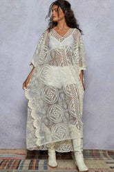 Lace Embroidered Beach Cover Up Kaftan.