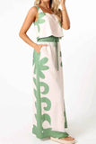 Leaf Print Tank Top and Pants Set - EBYNN