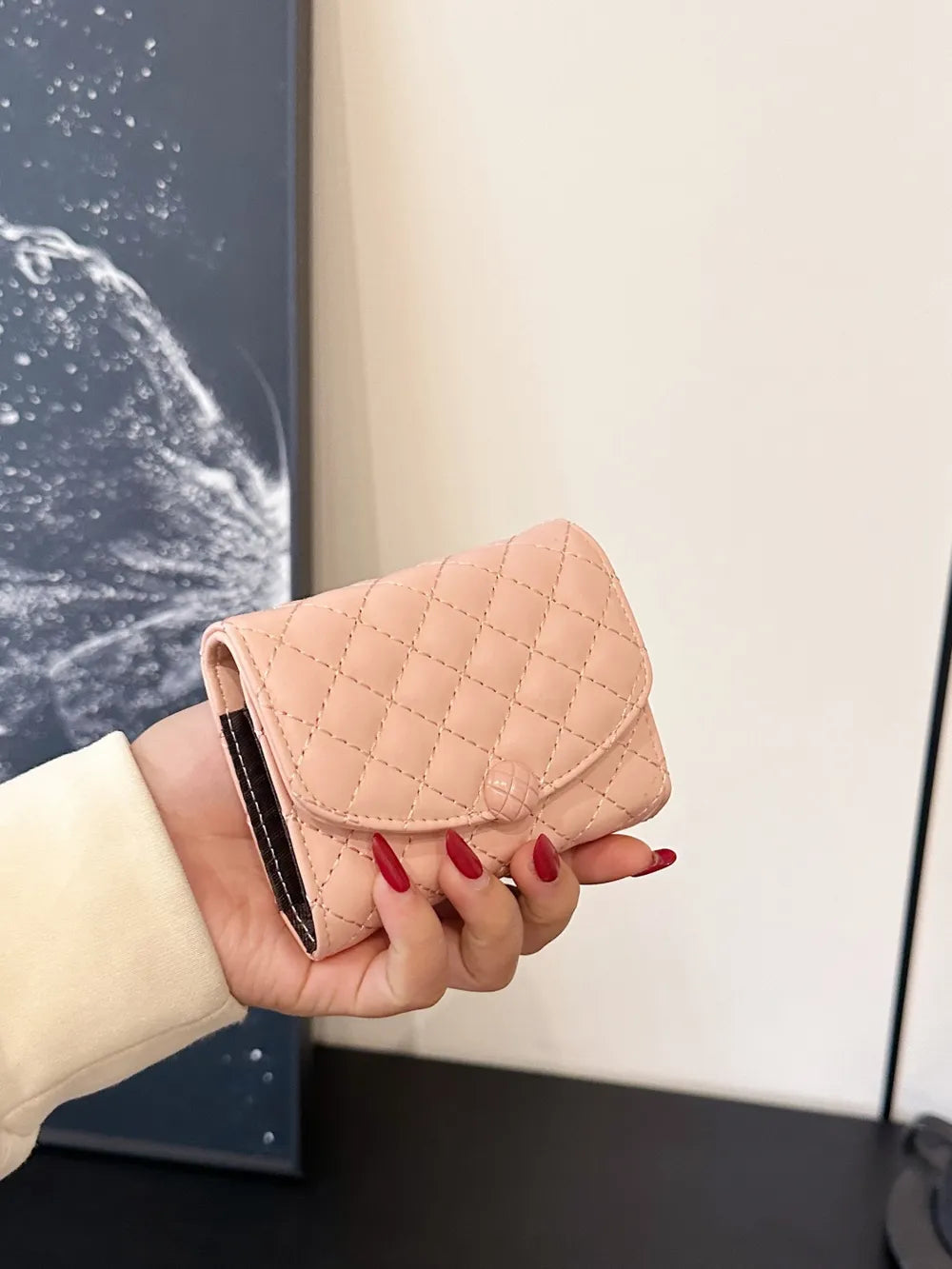 Mini PU Leather Solid Color Wallet.