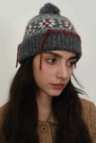 Seam Trim Geometric Knit Hat.
