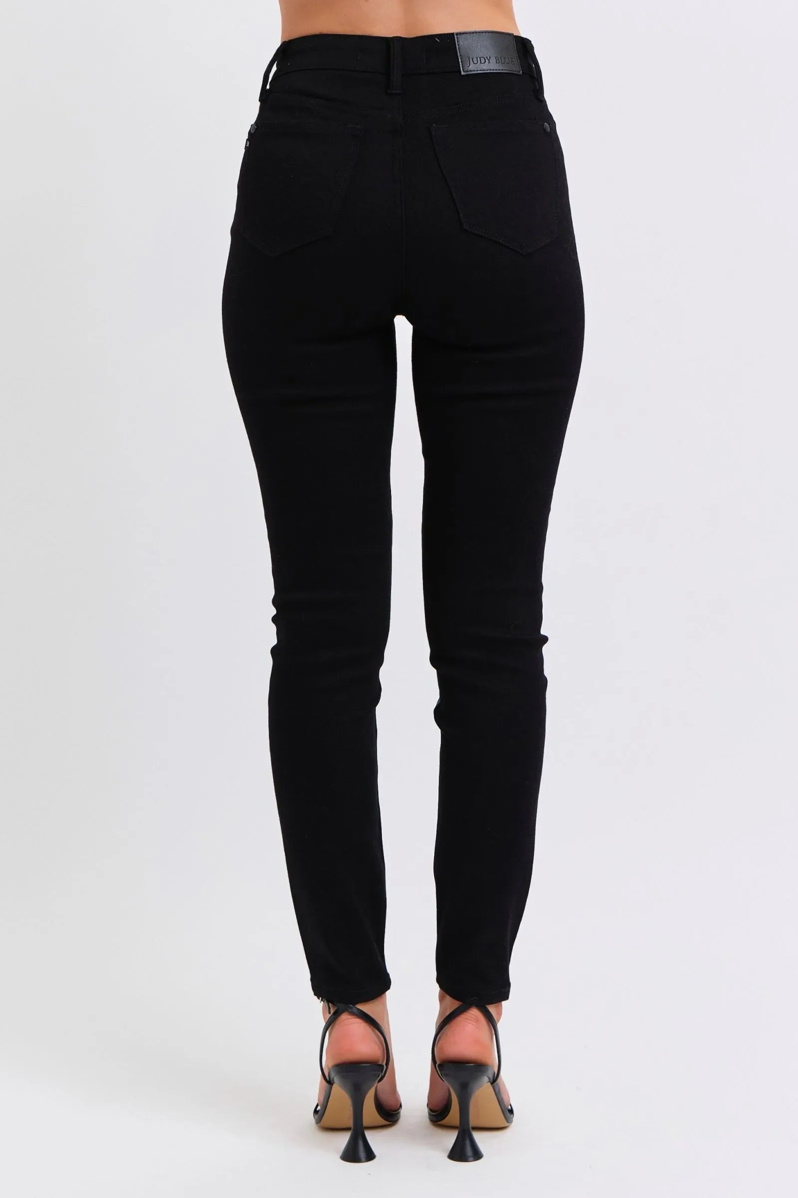 Judy Blue Plus Size High-Waisted Faux Leather Skinny Pants.