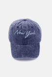 Zenana Washed Embroidered City Baseball Cap.
