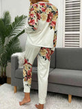 Shiny Printed Round Neck Top and Pants Lounge Set.