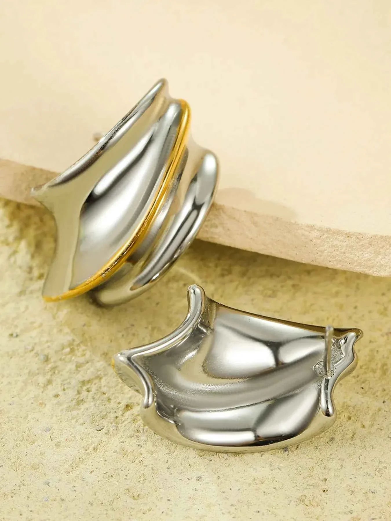 18K Gold-Plated Stainless Steel Chunky Earrings.