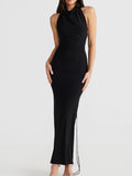 Backless Slit Sleeveless Bodycon Maxi Dress.