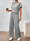 Round Neck Top and Pants Set for Comfortable Everyday Wear - EBYNN