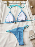 Ribbed Tie Back High Cut Bikini Set.