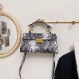 PU Leather Snakeskin Print Crossbody Bag.