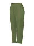 Casual Plus Size Wide Leg Button Decor Pants.