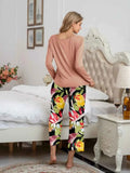 Round Neck Top & Printed Pants Lounge Set.