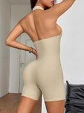 Halter Neck Ribbed Athletic Romper.