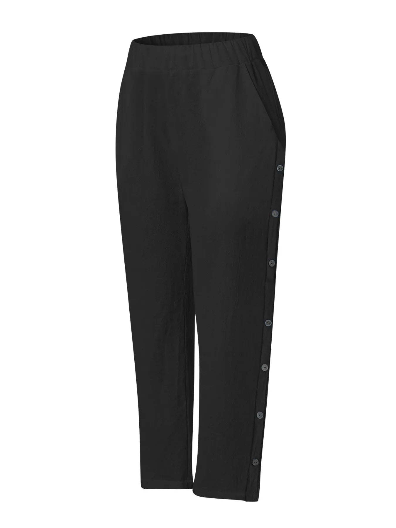 Casual Plus Size Wide Leg Button Decor Pants.