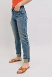 Judy Blue Plus Size Mid Rise Vintage Wash Boyfriend Jeans.