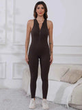 Half Zip Wide Strap Active Jumpsuit.
